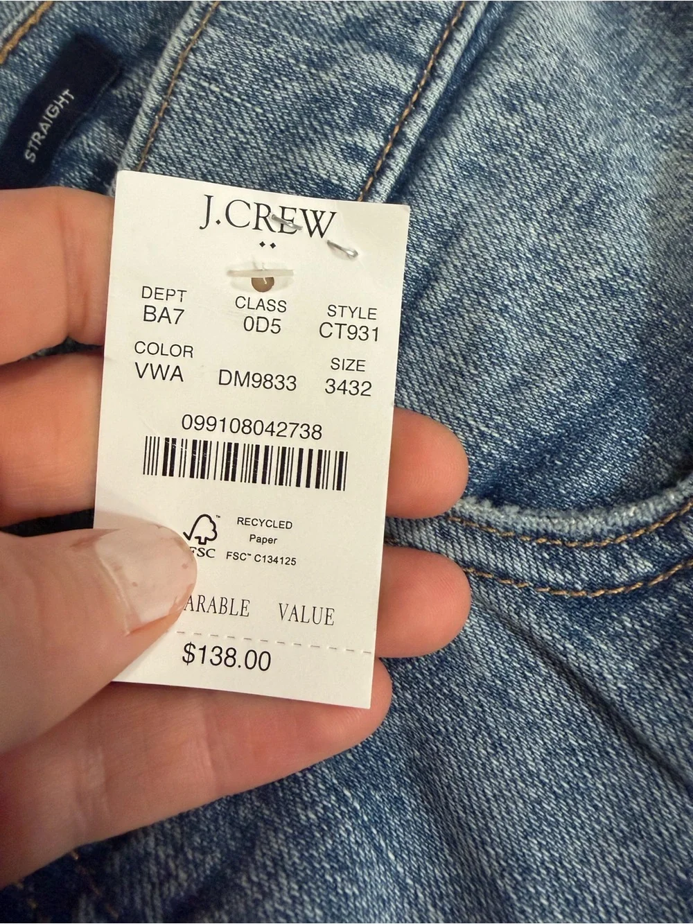 J crew Straight-fit jean in vintage stretch